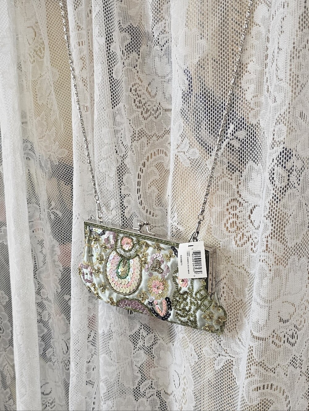 Bijoux Terner Embellished Sequin Evening Clutch - Light Green/Pink - Picture 2 of 6